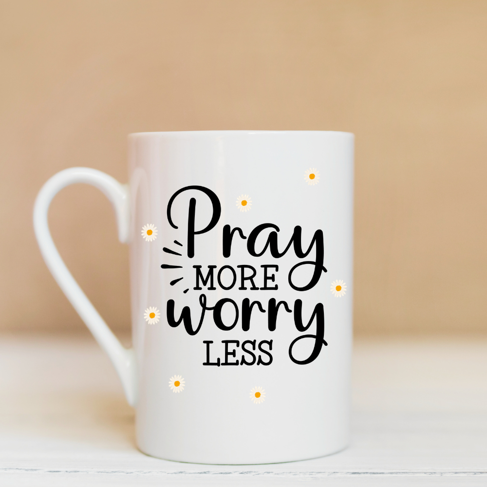 Pray more worry less 11 oz. White Mug