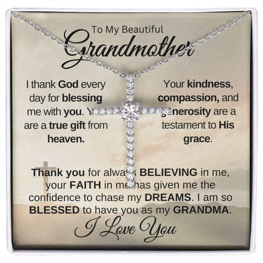 To My Beautiful Grandmother | CZ Cross Necklace