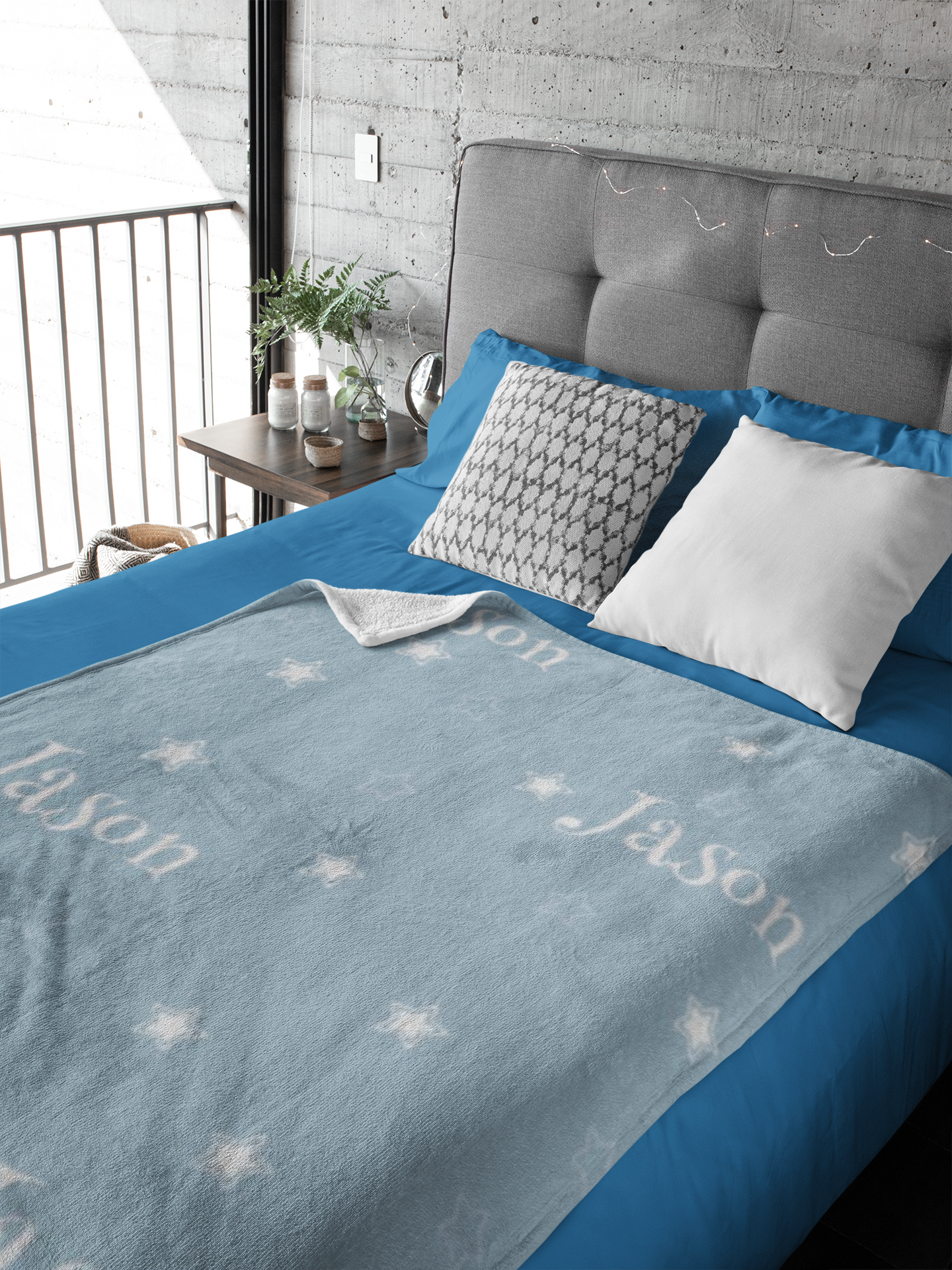 Personalized Blanket for Kids | Blue Stars